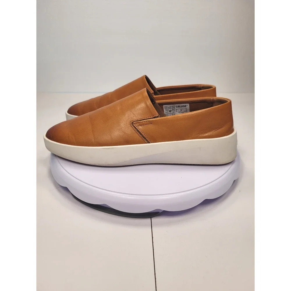 Wolf & Shepherd Cruise Unisex Honey‎ Brown Leather Slip On Sneaker Size 6.5M 8W
